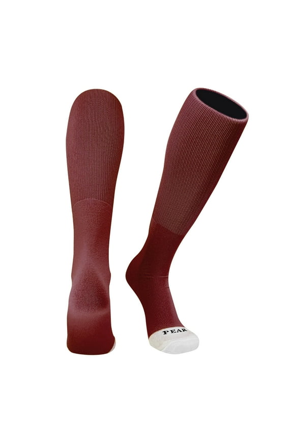 ID Knee High Long Tube Socks for Baseball Football Soccer (Maroon, L)