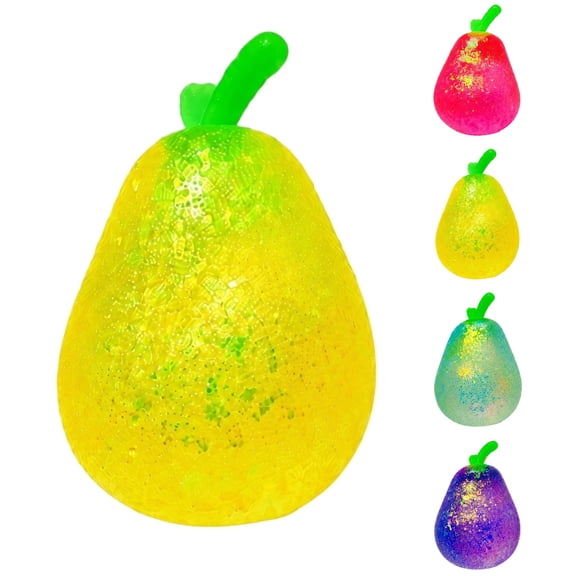 Pear Squishies, Squishies Pear, Fidget Toys Adults & Teens, Easter Basket Stuffers, HTF Sparkling Stress Relief Collectible, Sensory Stress Squeeze Toys,Yellow 1PC