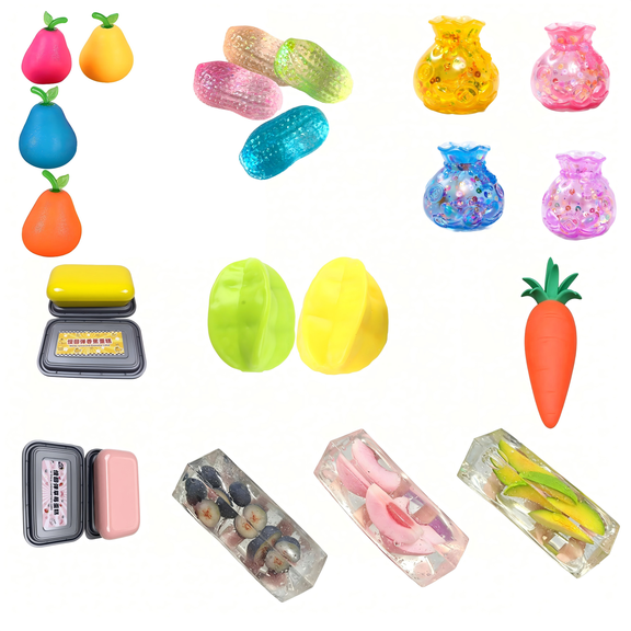 Pear Squishy Stress Toy, Slow Rising TPR Fruit Fidget Sensory Squeeze for Anxiety Relief, Calming Decompression Ball for Office Desk School Car Travel Gift (Random Color)
