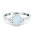 thumbnail image 1 of Pear Teardrop Art Deco Ring Lab Created White Opal 925 Sterling Silver Size 5, 1 of 4