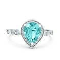 thumbnail image 1 of Pear Teardrop Art Deco Ring Paraiba Tourmaline CZ 925 Sterling Silver Size 10, 1 of 7