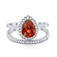 thumbnail image 1 of Pear Teardrop Bridal Set Ring Garnet CZ 925 Sterling Silver Size 4, 1 of 3
