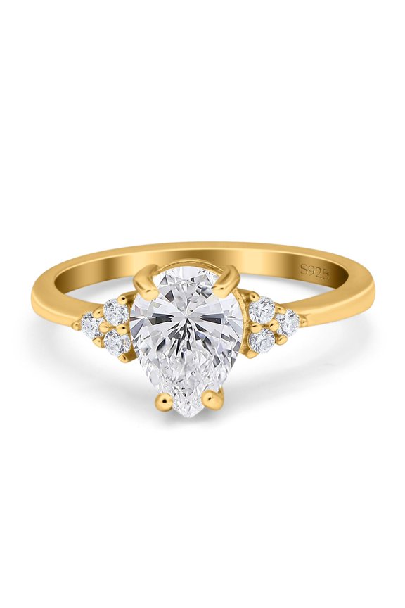 Pear Teardrop Moissanite Wedding Ring 925 Sterling Silver Size 8