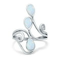 thumbnail image 1 of Pear Teardrop Swirl Spiral Ring Lab Created White Opal 925 Sterling Silver Size 5, 1 of 6