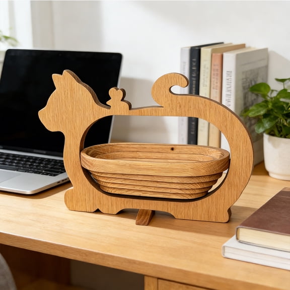 Pear Tree Basket Cats And Mouse Collapsibles Folding Wood Basket