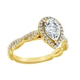 thumbnail image 1 of AFFY Pear & White Moissanite With Natural Diamond Engagement Ring In 14K Solid Yellow Gold, Size-10, 1 of 1