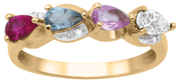 Pear Wave Birthstone Ring in 10k Gold