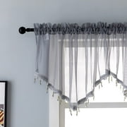PearAge Curtains Valance for Living Room, Window Sheer Treatment for Kitchen, 51"W x 24"L Grey 1PC