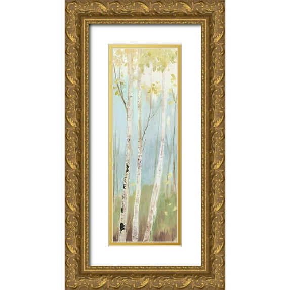 Pearce, Allison 11x24 Gold Ornate Wood Framed with Double Matting Museum Art Print Titled - Golden Birch I