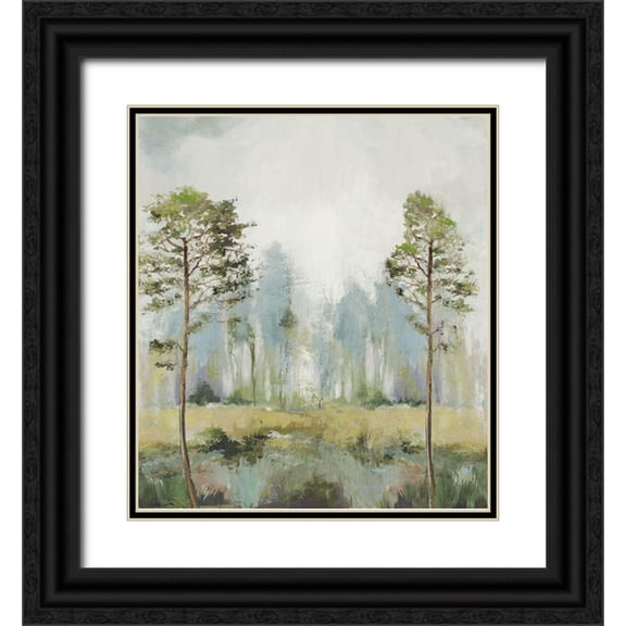 Pearce, Allison 12x13 Black Ornate Wood Framed with Double Matting Museum Art Print Titled - Tall Green Trees II