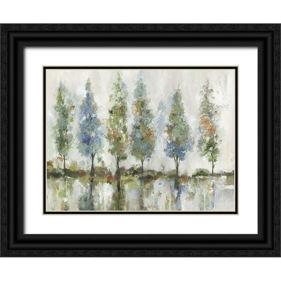 Pearce, Allison 14x12 Black Ornate Wood Framed with Double Matting Museum Art Print Titled - Reflection Forest