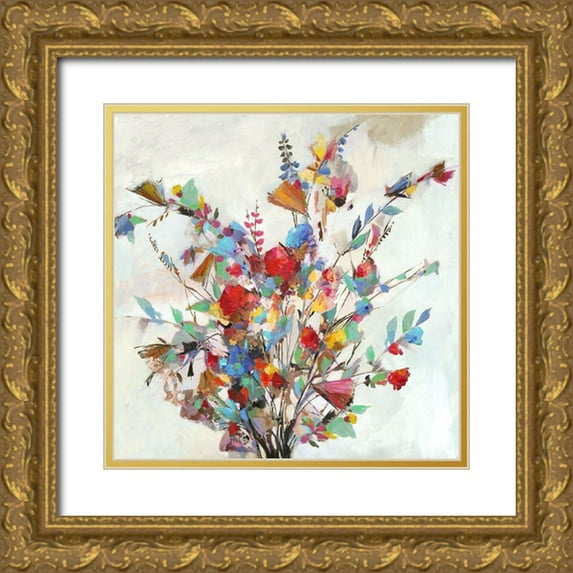 Pearce, Allison 15x15 Gold Ornate Wood Framed with Double Matting Museum Art Print Titled - Spring Bouquet