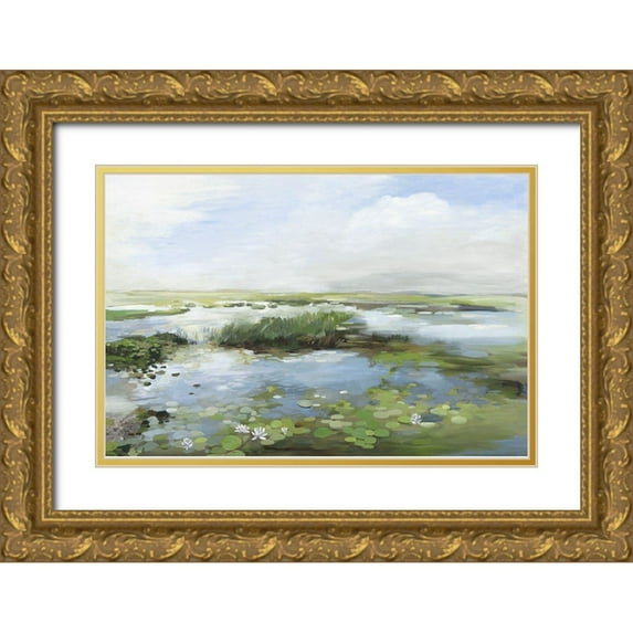 Pearce, Allison 18x13 Gold Ornate Wood Framed with Double Matting Museum Art Print Titled - Lilly Pond