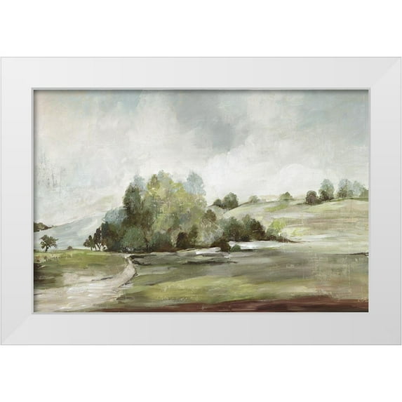 Pearce, Allison 18x13 White Modern Wood Framed Museum Art Print Titled - Green Country Road