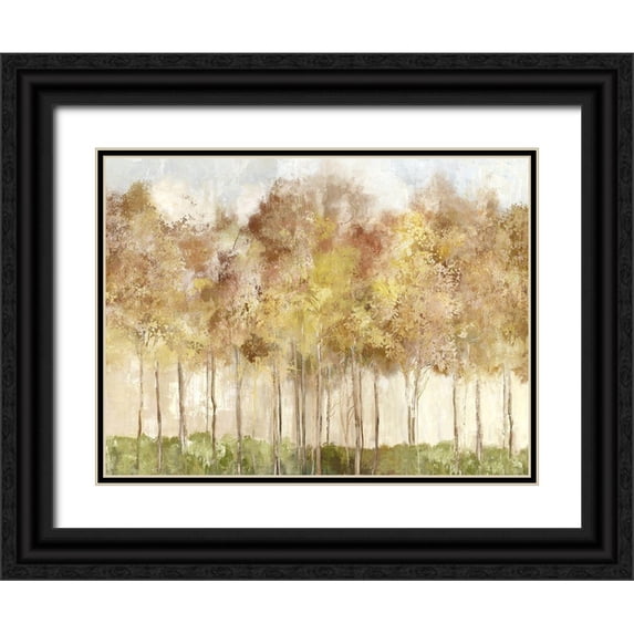 Pearce, Allison 18x15 Black Ornate Wood Framed with Double Matting Museum Art Print Titled - Yellow Forest