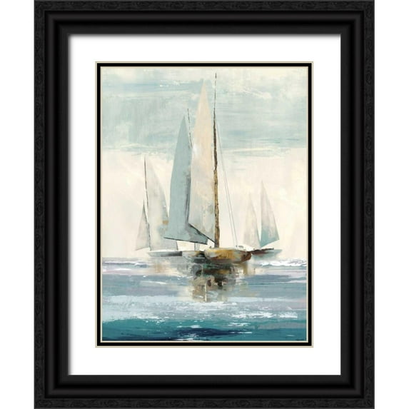 Pearce, Allison 25x32 Black Ornate Wood Framed with Double Matting Museum Art Print Titled - Quiet Boats I