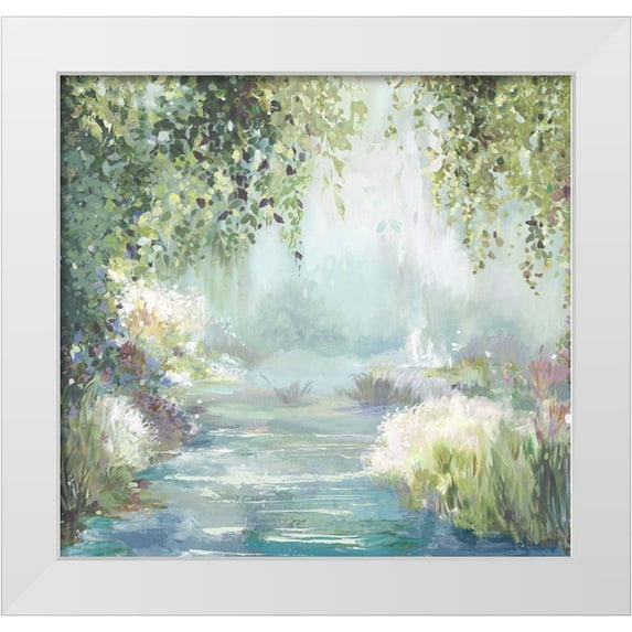 Pearce, Allison 27x26 White Modern Wood Framed Museum Art Print Titled - Sunny Forest Path