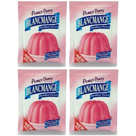 Pearce Duffs BLANCMANGE Strawberry Flavour, Dessert Mix, Makes One Pint, (4 Pack) - British Dessert