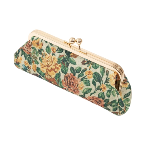 Pearhead Antique Floral Fabric Pencil Pouch with Gold Clasp