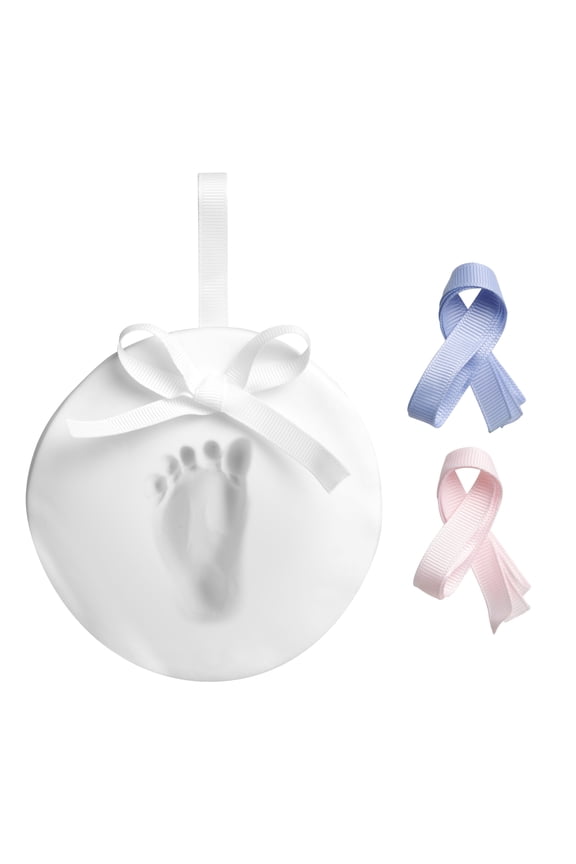 Babyprints Handprint or Footprint Keepsake, DIY Clay Ornament Kit, Newborn Keepsake, White