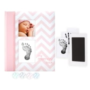 Pearhead Pink Chevron Baby Book with Clean Touch Ink Pad