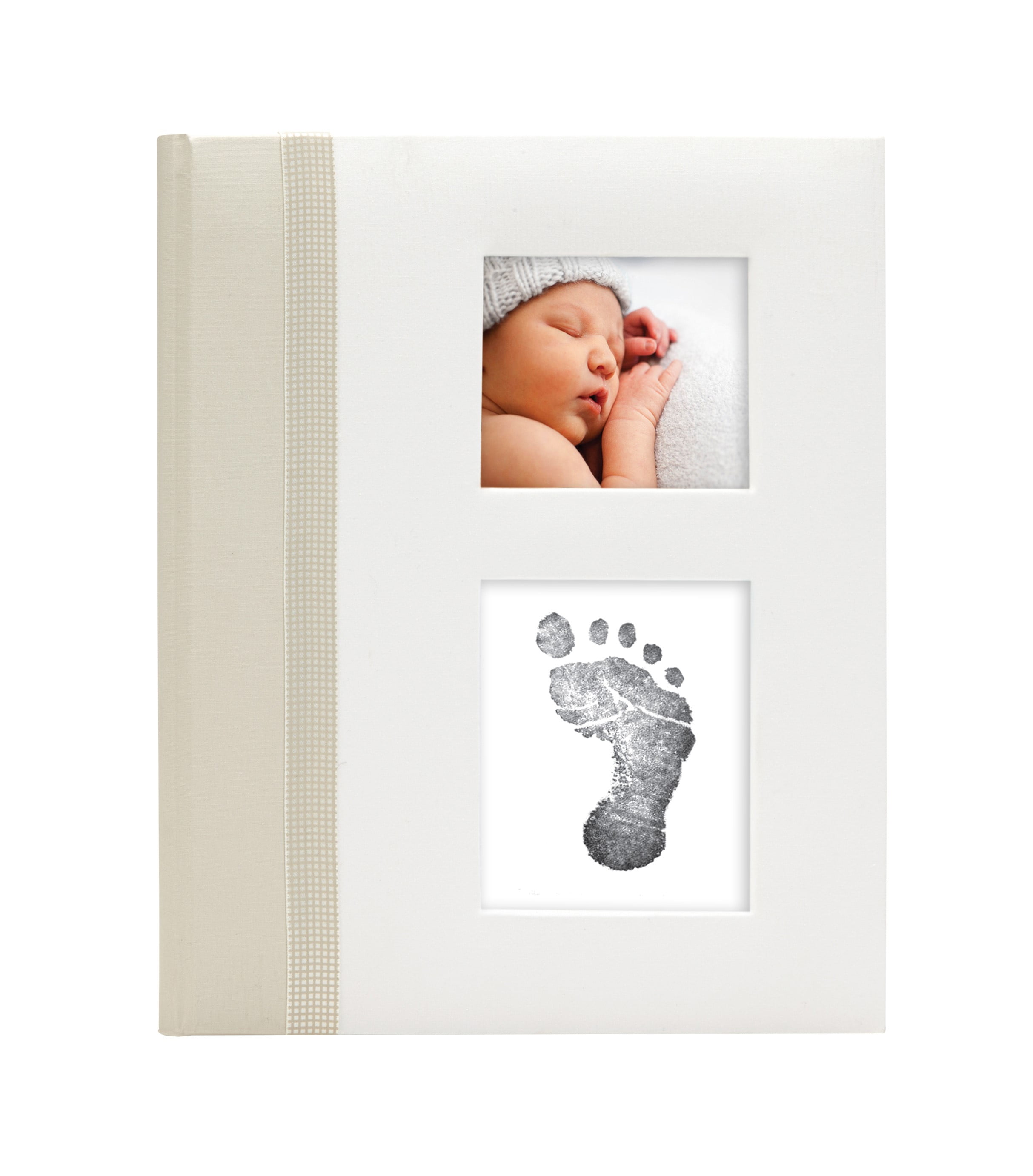Pearhead Classic Baby Book with 'Clean-Touch' Ink Pad Included, Ivory