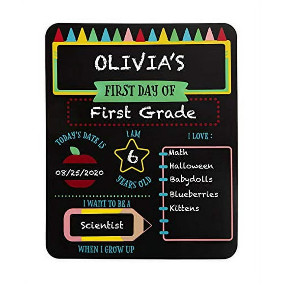 Pearhead First and Last Day of School Reversible Chalkboard, Reusable Photo Sharing Prop with Included Chalk