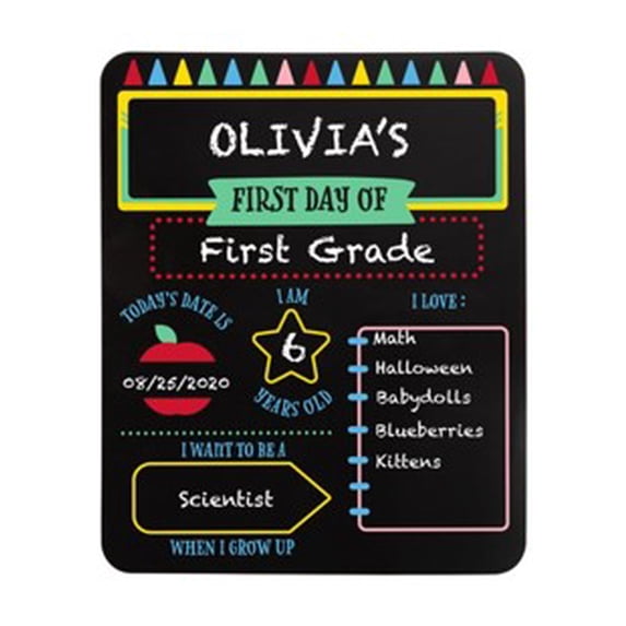 Pearhead First and Last Day of School Reversible Chalkboard, Reusable Photo Sharing Prop with Included Chalk