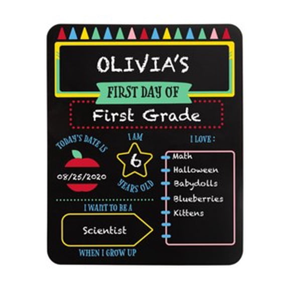 Pearhead First and Last Day of School Reversible Chalkboard, Reusable Photo Sharing Prop with Included Chalk