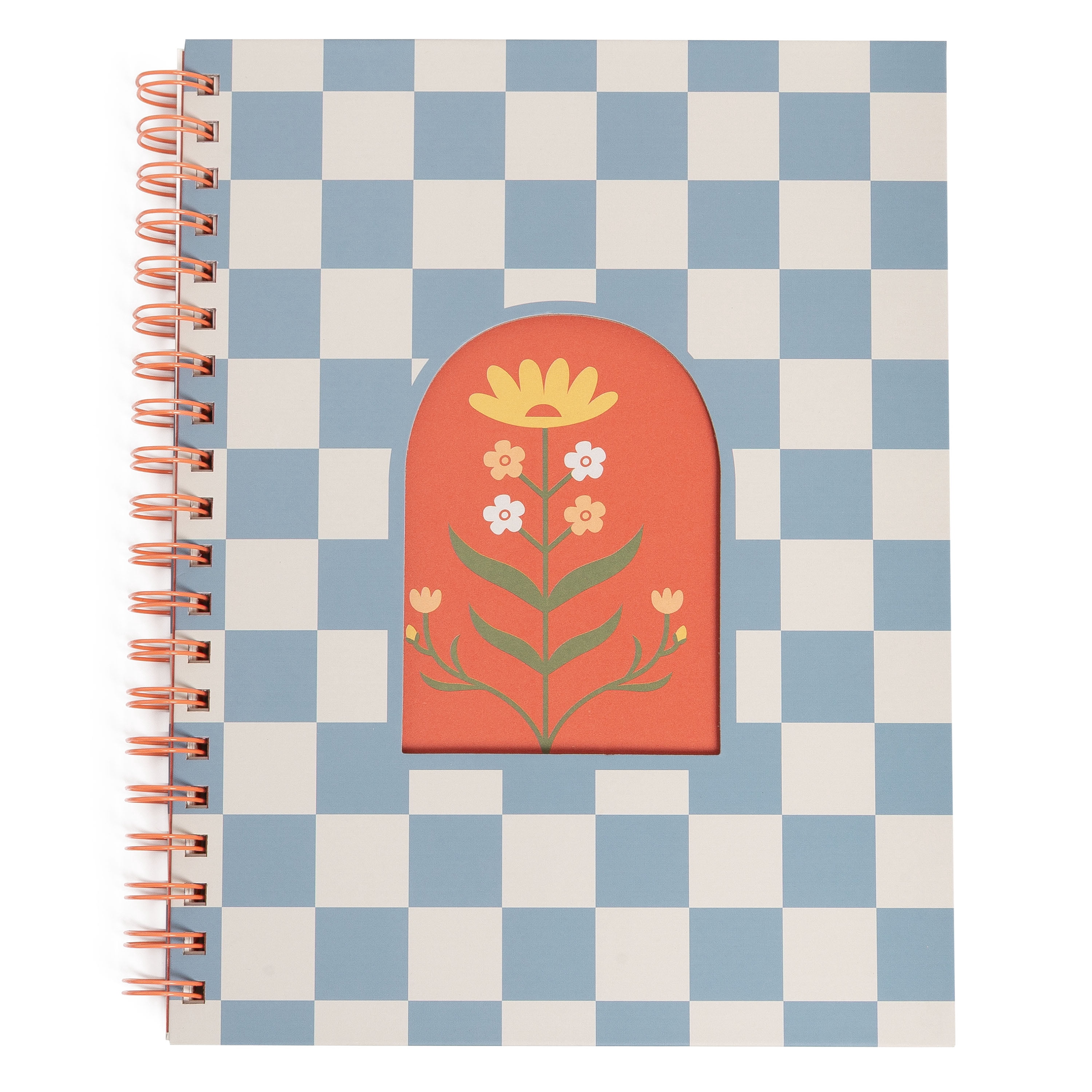 Pearhead Flower Checkered Spiral Notebook, College Ruled, 8 x 10.5
