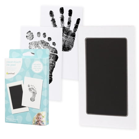 Pearhead Newborn Handprint or Footprint Clean-Touch Ink Pad, 2 Uses, Black