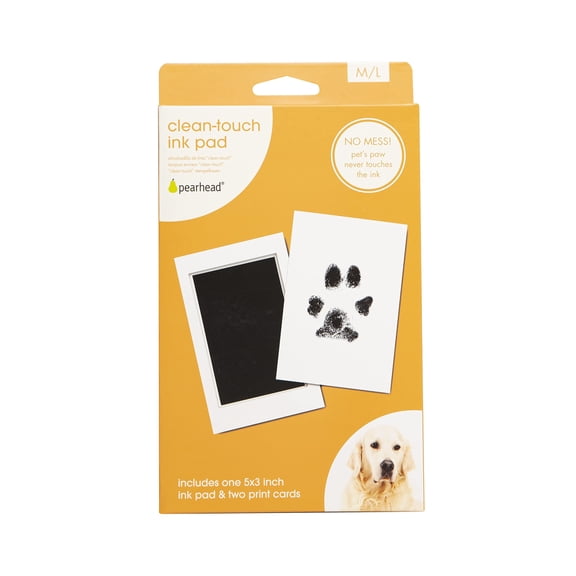 Pearhead Paw Print Clean-Touch Ink Pad, Mess Free Inkless Pet Impression Kit, Safe for Cats and Dogs, Pawprint Keepsake, Pack of 2 2 Pack Pet Ink Pad, Black