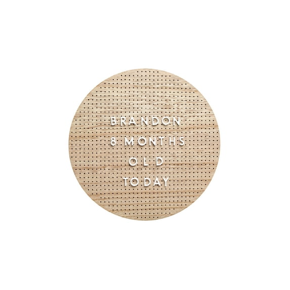 Pearhead Peg Circle Wood Letterboard, Modern Decor, Neutral, 9" x 9"