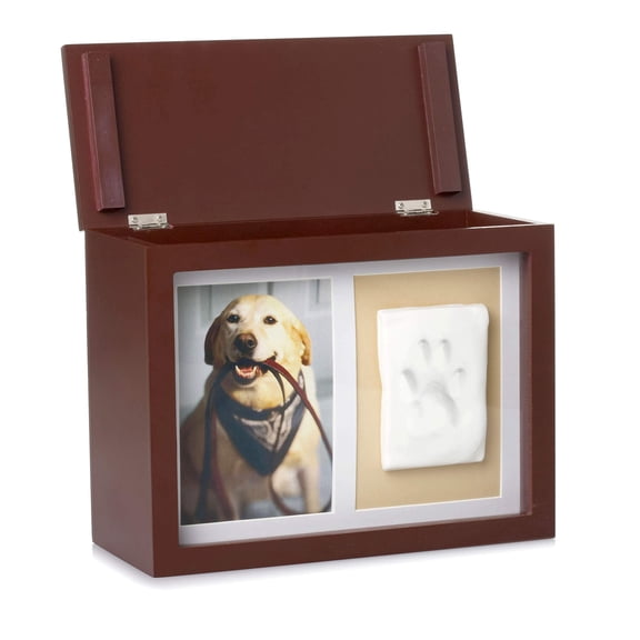 Pearhead Pet Photo Memory Box and Impression Kit for Dog or Cat Paw Print, Espresso
