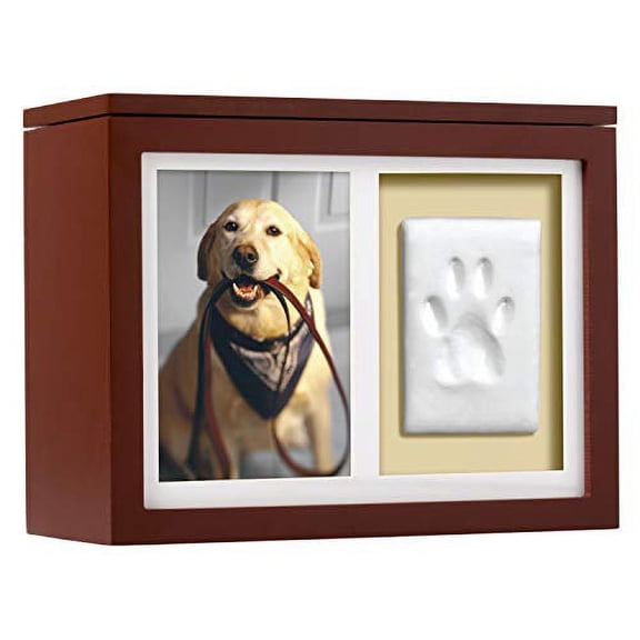 Pearhead Espresso Pet Memory Box and Paw Print Impression Kit for Dogs or Cats