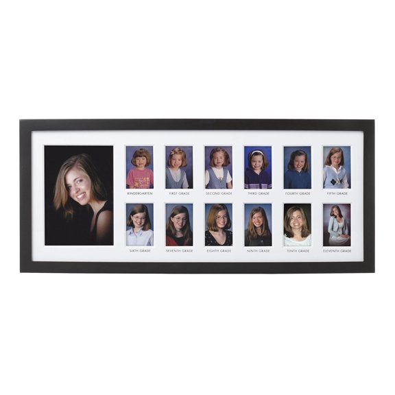 Pearhead School Days Graduation Frame, Celebrate Milestones By Sharing Photos from Kindergarten to Graduation, Graduation Party Decor, K-12 School Picture Frame, Wall Mount, 13 Photos A101