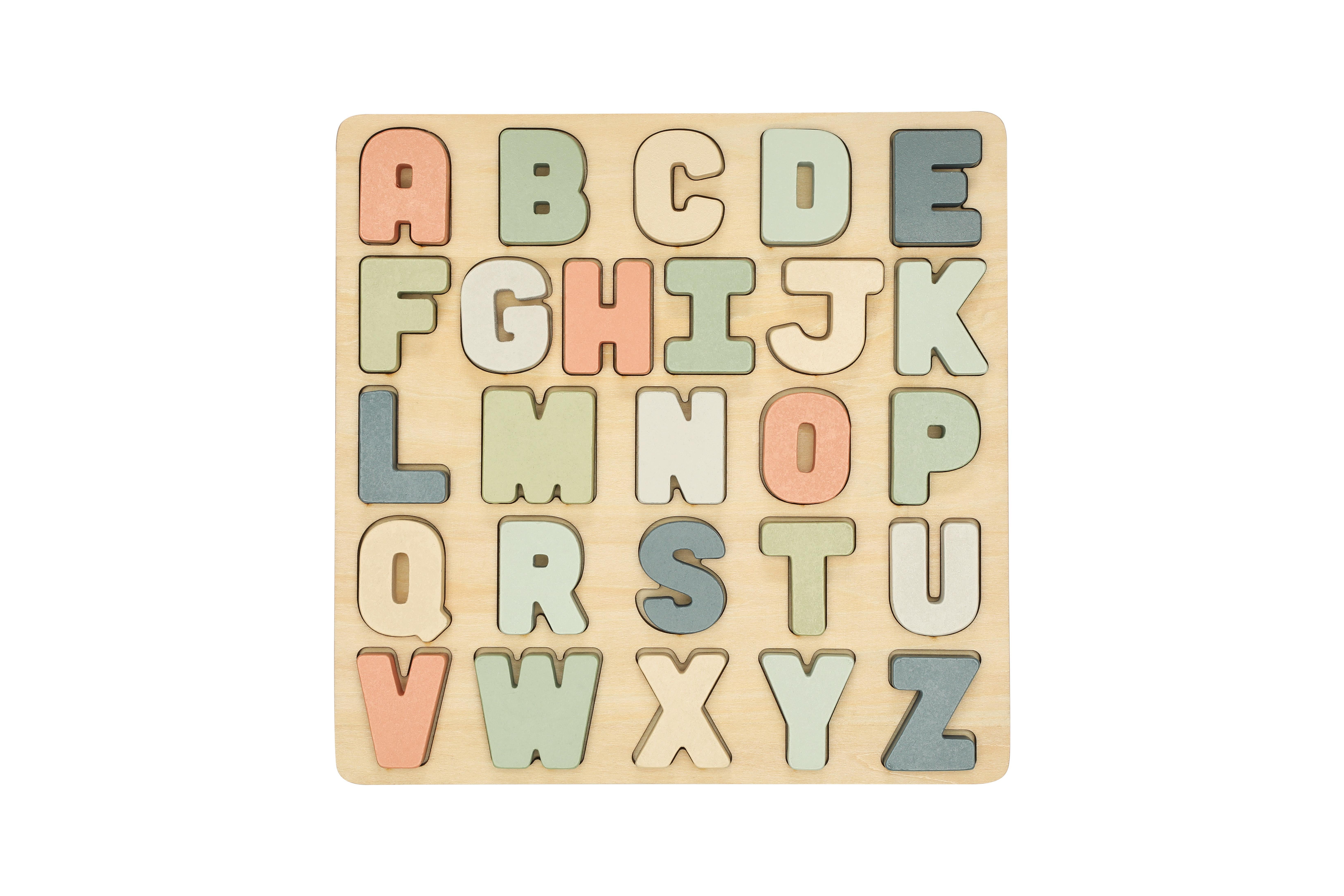 Pearhead Wooden Alphabet Puzzle, Colorful ABC Letters, Interactive