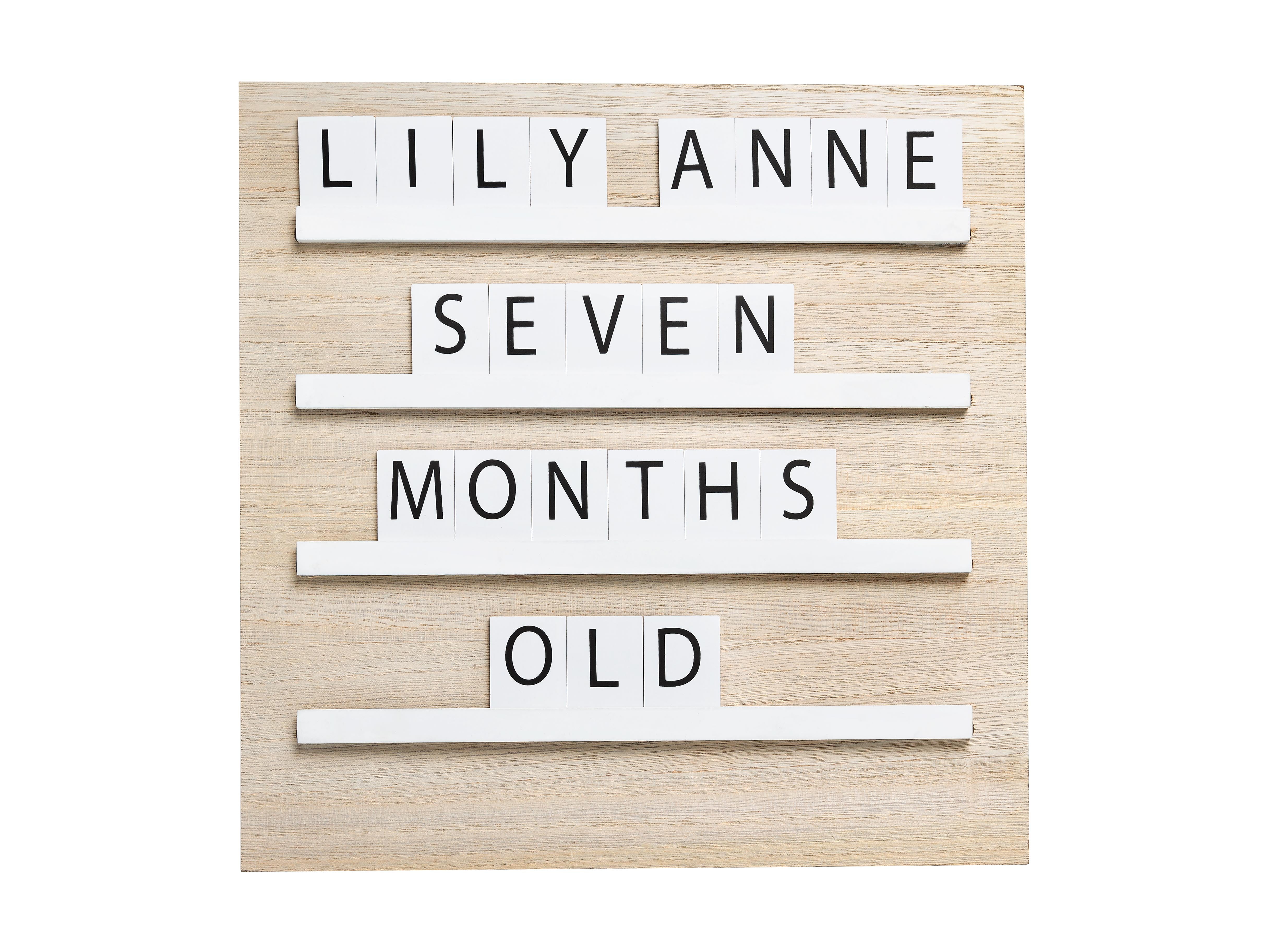 Pearhead Wooden Tile Letterboard, Neutral, Baby Keepsake Photo Prop