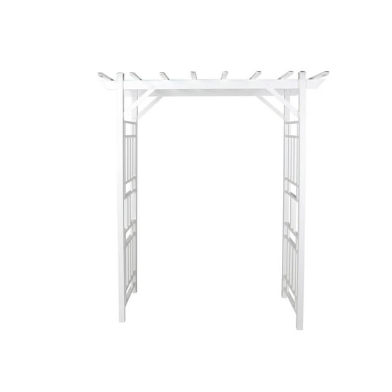Pearington Arched Trellis Garden Arbor, White PVC