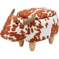 Pearington Cow Ottoman with Storage, Furniture for Living Room, Gameroom, Playroom, Bedroom Décor, Soft Animal-Shaped, Brown/White