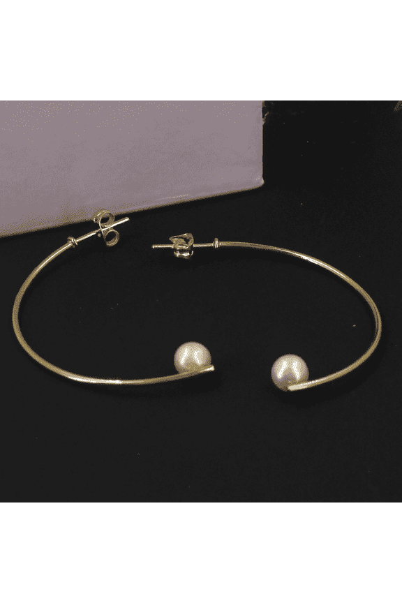 18k Gold-Plated C-Hoop Pearl Earrings