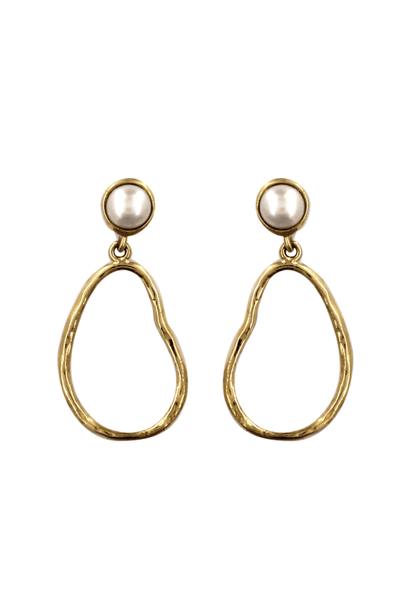 18k Gold-Plated Pearl Earrings, 2 Natural Pearls, 6 mm
