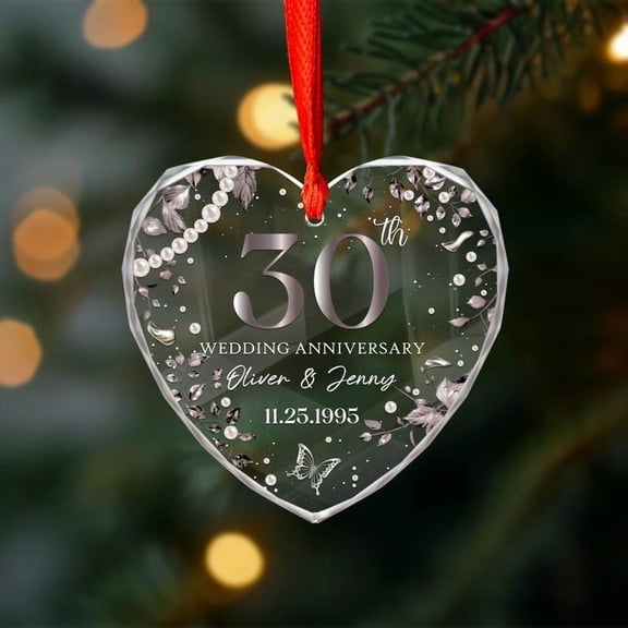 Pearl 30th Anniversary Gift, 30th Wedding Anniversary Glass Ornament, Gift for Parents, Husband and Wife Couple Gift