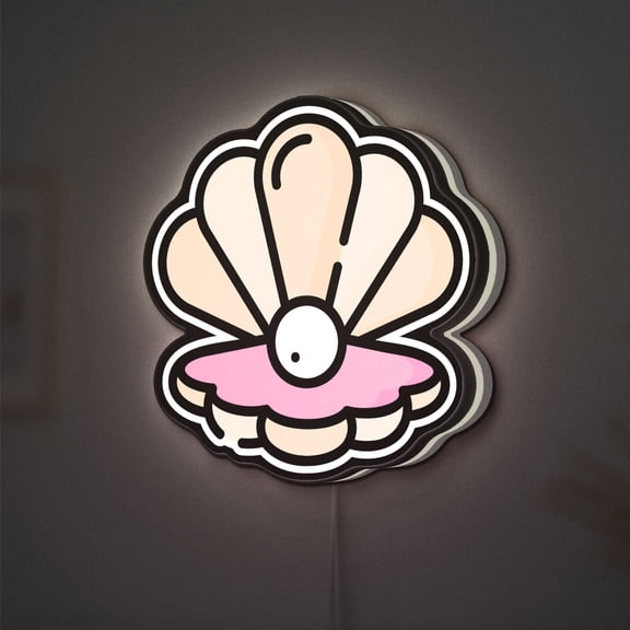 Pearl 3D Novelty Light Box, Ocean Scene Shell Lamp Decor for Coastal Homes and Nautical-Themed Rooms (Width 24 inch, 60cm)
