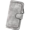 thumbnail image 1 of Pearl Angeli RFID Wallets Women's Fashion PU Leather Trifold Clutch Long Ladies Purse Credit Card Holder Wallet Organizer（Grey）, 1 of 6