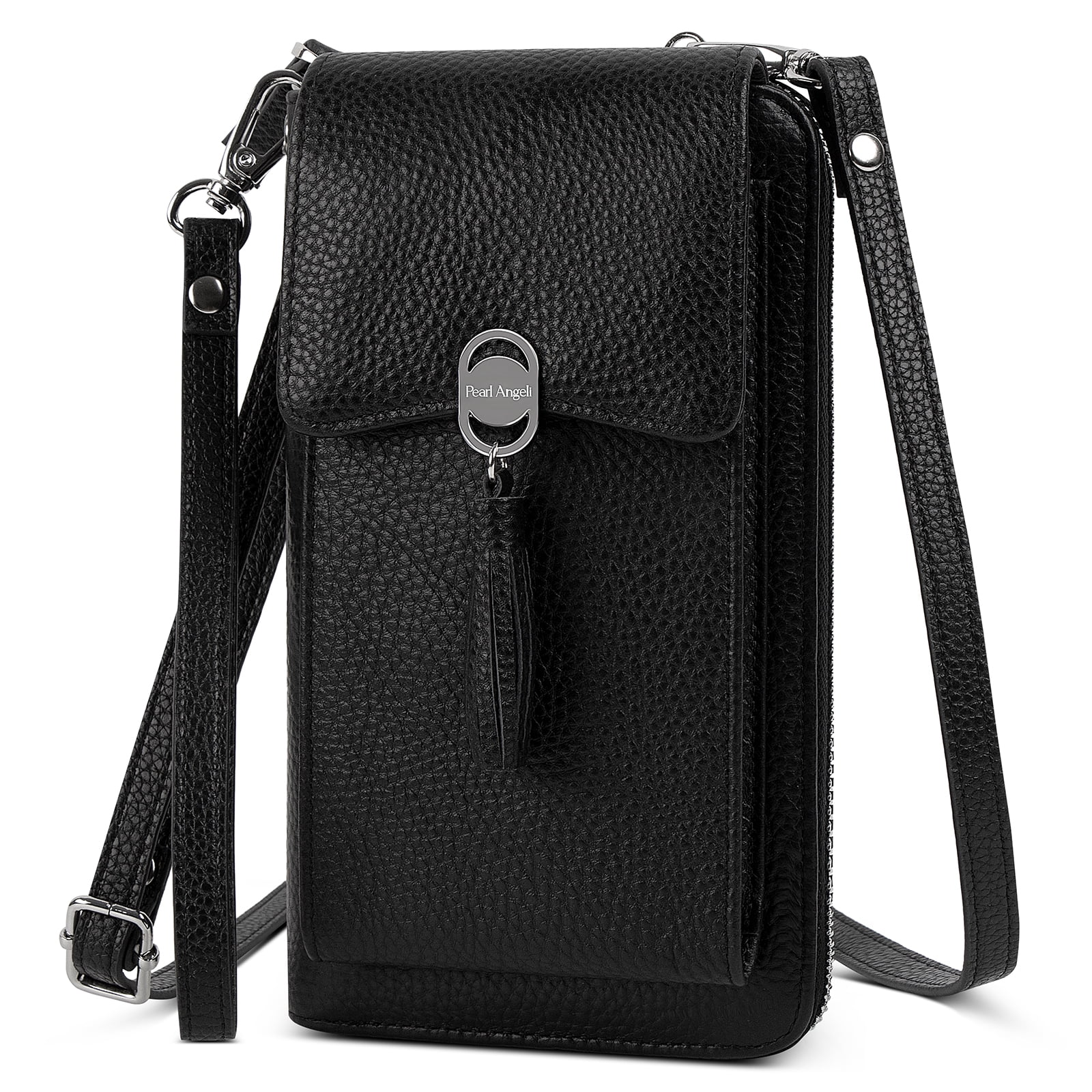 Pearl Angeli Women s Leather Mobile Phone Crossbody Cell Phone Bag RFID Black Walmart Business Supplies