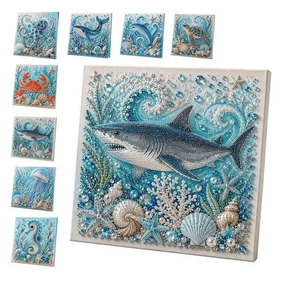 Pearl Art DIY Kit Ocean Theme,Blue Ringed Octopus 3D Diamond Painting For Adults,DIY Pearl Mosaic Craft Set With Rhinestones And Beads,Coastal Wall Art Decor Gift For Beginners