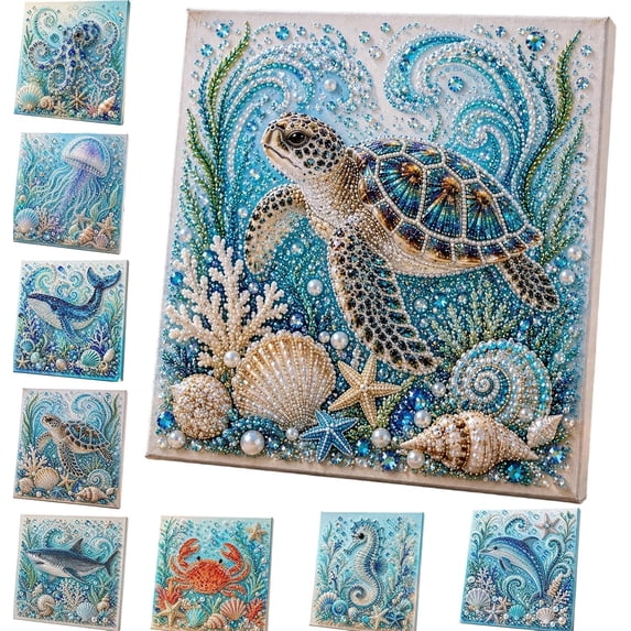 Pearl Art DIY Kit Ocean Theme,Blue Ringed Octopus 3D Diamond Painting For Adults,DIY Pearl Mosaic Craft Set With Rhinestones And Beads,Coastal Wall Art Decor Gift For Beginners