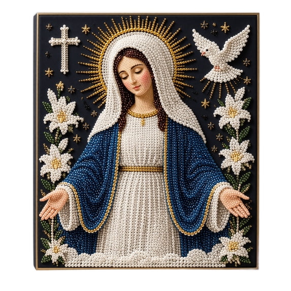 Pearl Art DIY Kit, Sacred Bead Painting Craft Set, Religious Inspired Pearl Art Decoration Project, Handmade Home Wall Decor Gift for Adults