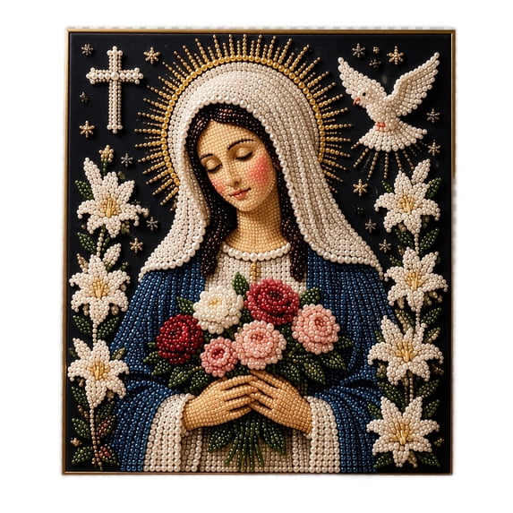 Pearl Art DIY Kit, Sacred Bead Painting Craft Set, Religious Inspired Pearl Art Decoration Project, Handmade Home Wall Decor Gift for Adults